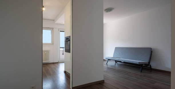 istock Open space with kitchen and living room 1049262588