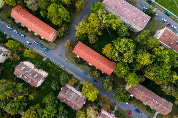 istock Flying over city area 1049266838
