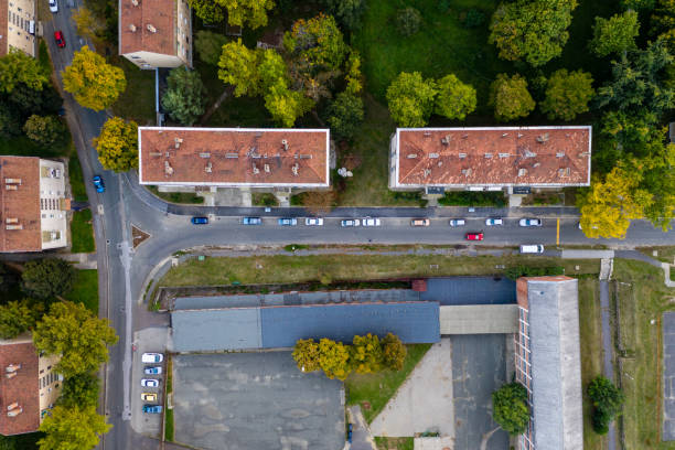 istock Flying over city area 1049266840