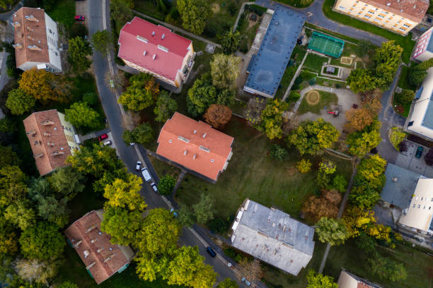 istock Flying over city area 1049266858