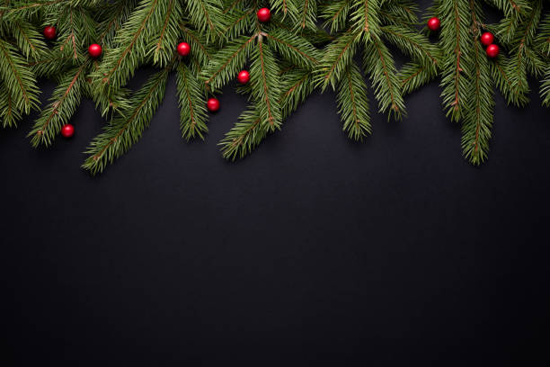 Christmas or New Year decoration background on black