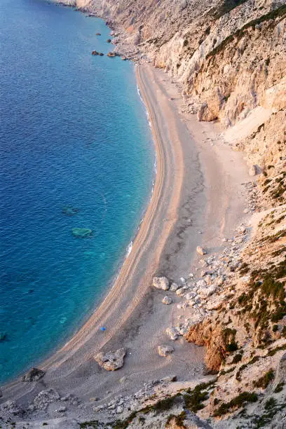 Photo of Amazing rocky wild beach on the Greek island of Kefalonia. Platia Ammos beach