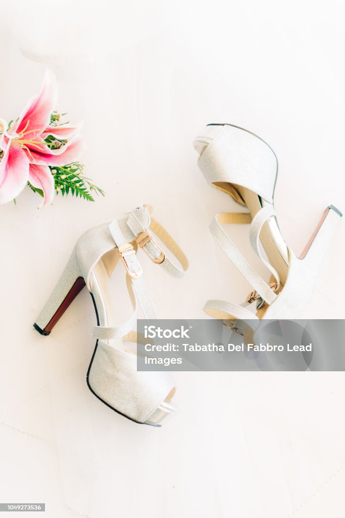 temperatur frynser Sobriquette Silver White Glitter Stilettos Wedding Shoes Fashion Stock Photo - Download  Image Now - iStock