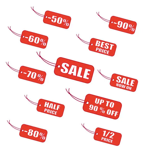 Vector illustration of Red sale labels vector illustration