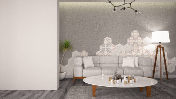 istock Modern Living Room with Sofa and Blank Wall 1049276836