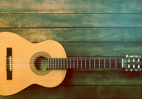 Guitaron the Wooden Background