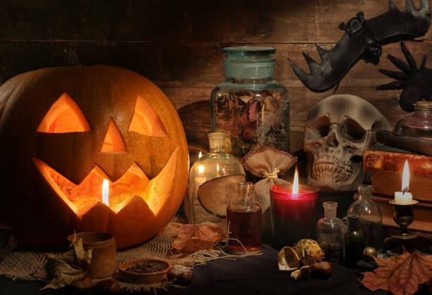 istock Halloween still life with pumpkins 1049298818