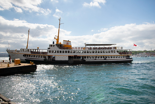 Istanbul, Turkey - April 7, 2014: A ferry in Bosphorus. This type of ferry is called 