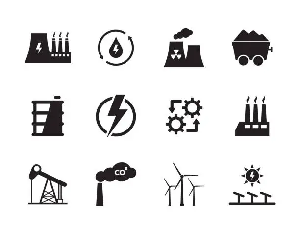 Vector illustration of Energy and Industry Icon Set