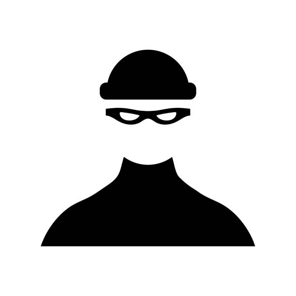 illustrazioni stock, clip art, cartoni animati e icone di tendenza di icona del ladro su sfondo bianco - bandito