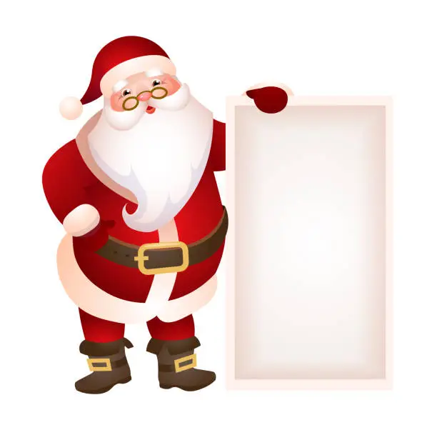 Vector illustration of Santa Claus holding blank banner vector illustration