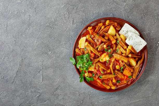 istock stewed okra on a clay plate 1049306294