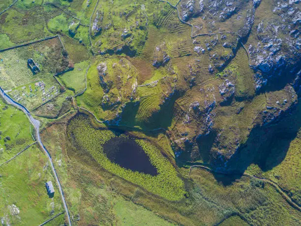 Aerial view of Inishbofin, Co. Galway, Wild Atlantic Way, Ireland.