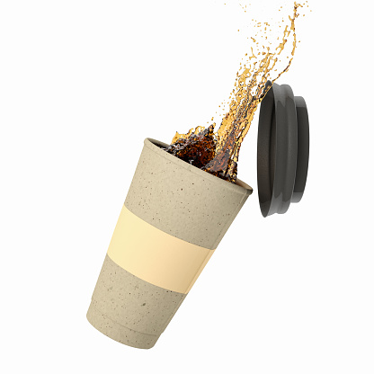 Disposable cup with coffee splash