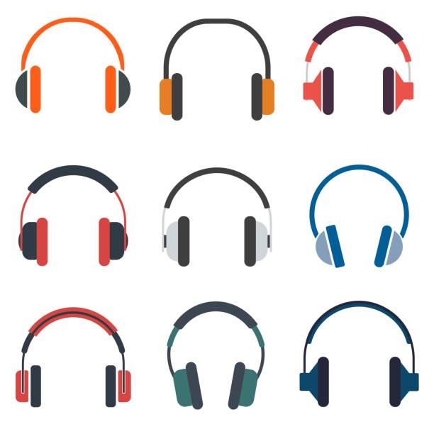 Headphones set of icon vector illustration Headphones set of icon vector illustration headphones illustrations stock illustrations