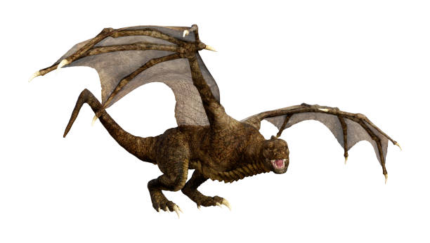 istock 3D illustration fantasy dragon on white 1049318262