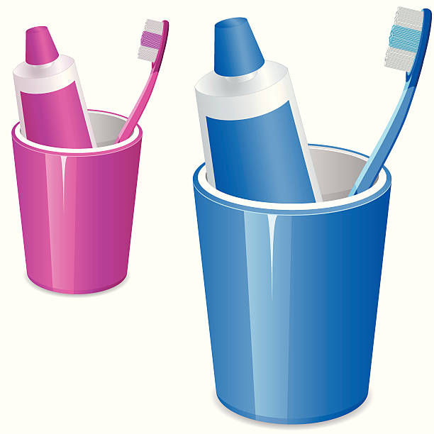 Brushing teeth vector art illustration