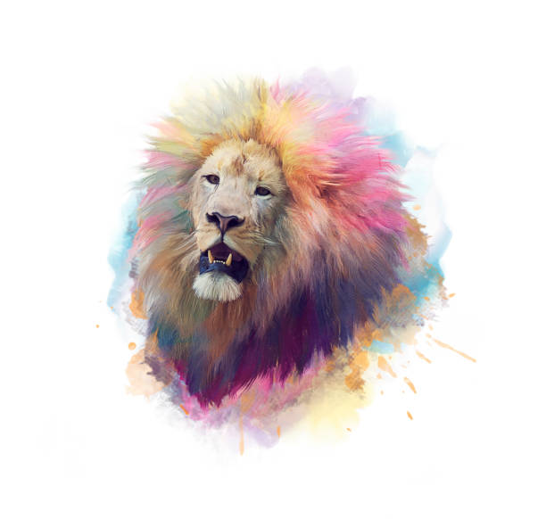 istock Lion head watercolor 1049321718