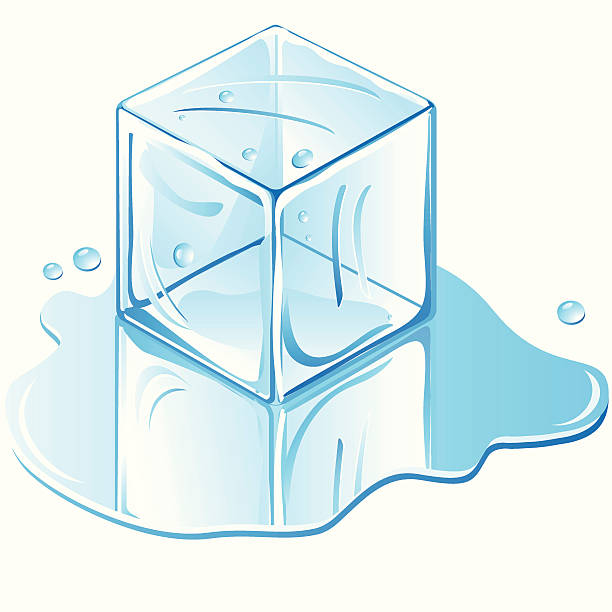 Animation of a melting ice cube vector art illustration