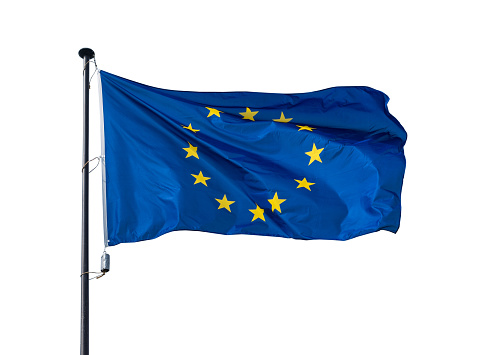 Flag of  European Union on white background .