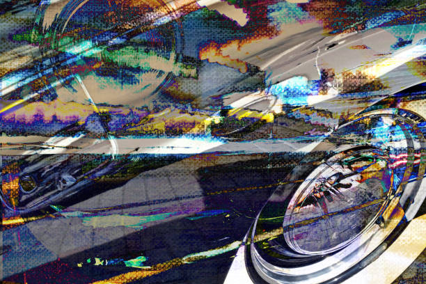 istock double exposure background with abstract painting and retro car 1049324856