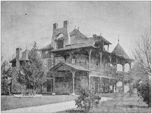 Antique photograph: Cleveland's home in Oakview Antique photograph: Cleveland's home in Oakview grover cleveland stock illustrations