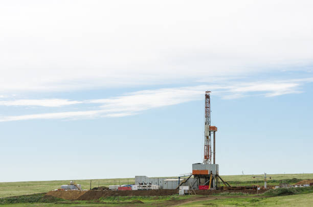 istock Drilling tower in the steppe 1049333366
