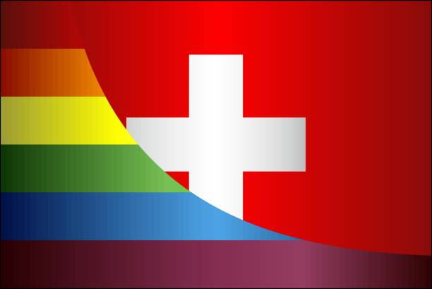 illustrazioni stock, clip art, cartoni animati e icone di tendenza di grunge svizzera e bandiere gay - people in the background swiss culture swiss flag switzerland