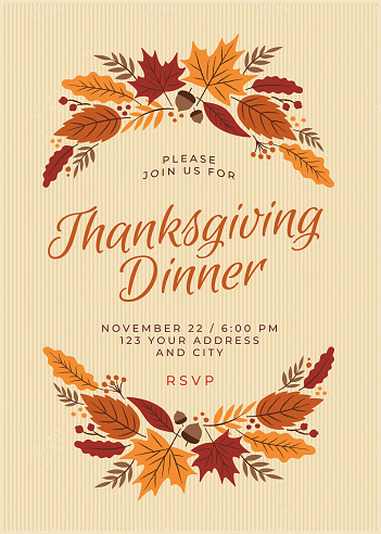 Thanksgiving Dinner Invitation Template - Illustration