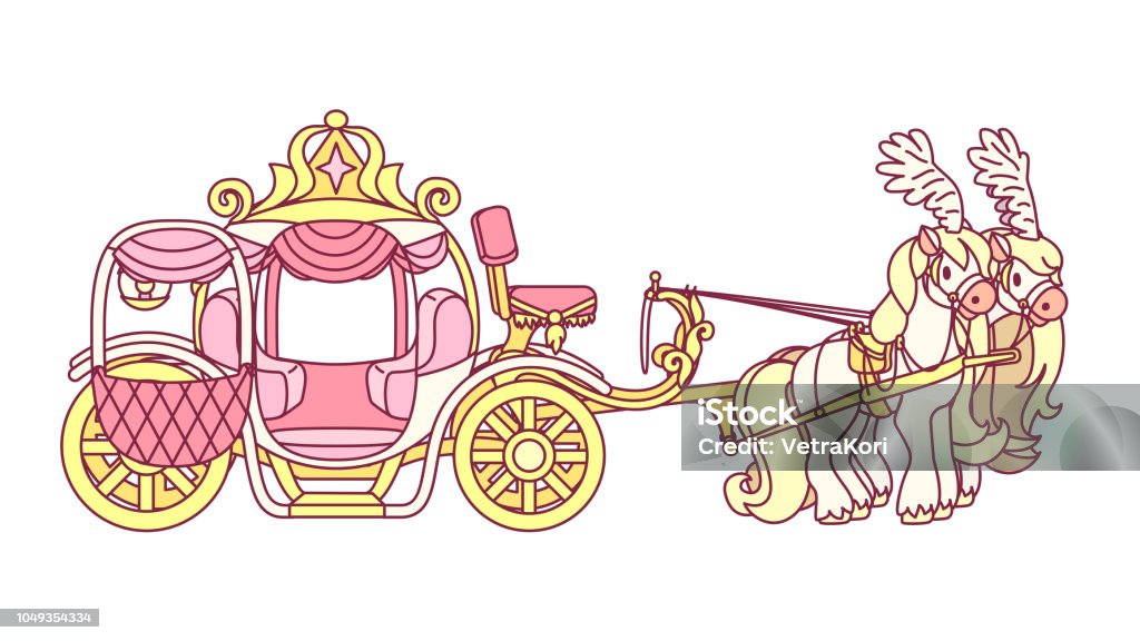 vector flat Cinderella carriage vector flat Cinderella carriage for little queen Cinderella stock vector