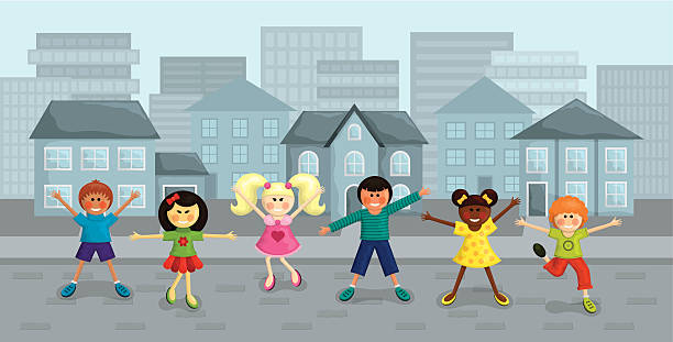 Bекторная иллюстрация Счастливый город детей