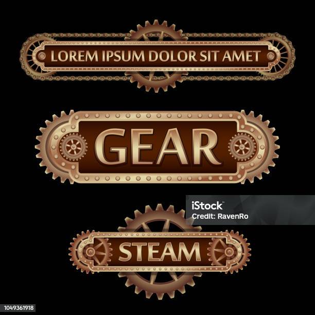Mechanical Banner Stock Illustration - Download Image Now - Steampunk, Border - Frame, Gear - Mechanism