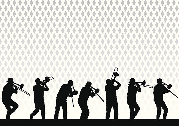 artysta z puzon - brass band stock illustrations