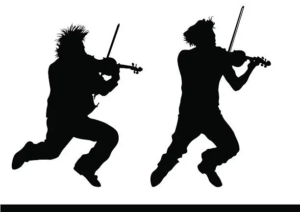 Vector illustration of Violinist jump