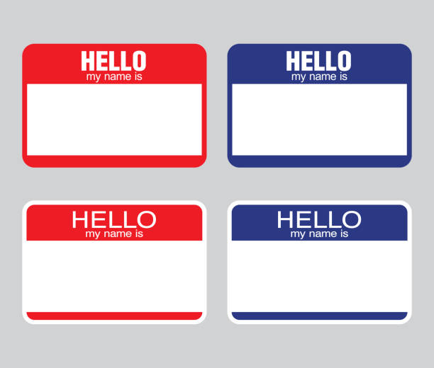 ilustrações de stock, clip art, desenhos animados e ícones de "hello my name is" label sticker. vector - hello