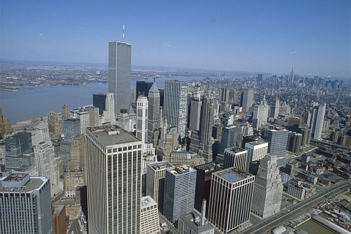 Aerial view from helicopter of Manhattan