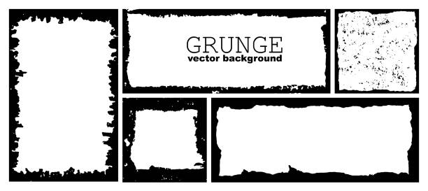 ilustrações de stock, clip art, desenhos animados e ícones de rectangular vector frame. grunge ink illustration. creative backgrounds template for tags, labels, cards. hand drawn frame brush strokes. - rough edges