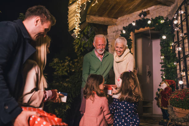 istock Senior couple having a visit for Christmas 1049399908