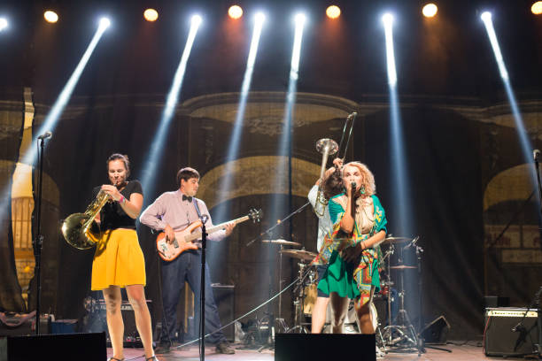 istock Rock band playing at the concert 1049400134