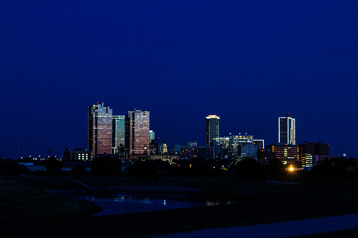 The Ft Worth Texas skyline taken at night