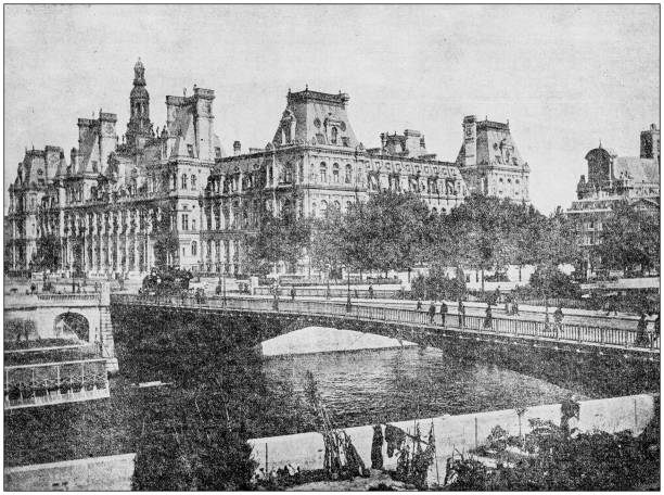 istock Antique photograph: Hotel de Ville, Paris, France 1049404232