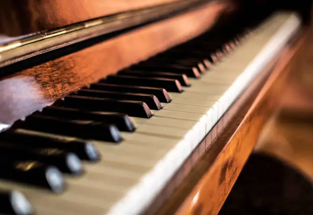 Piano shot close up. Piano keys. Musical instrumentPiano shot close up. Piano keys. Musical instrument