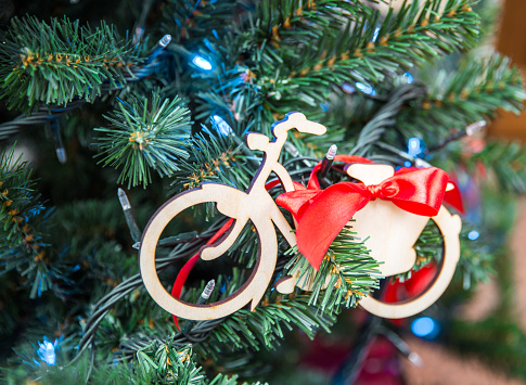 Christmas tree with bike decoration