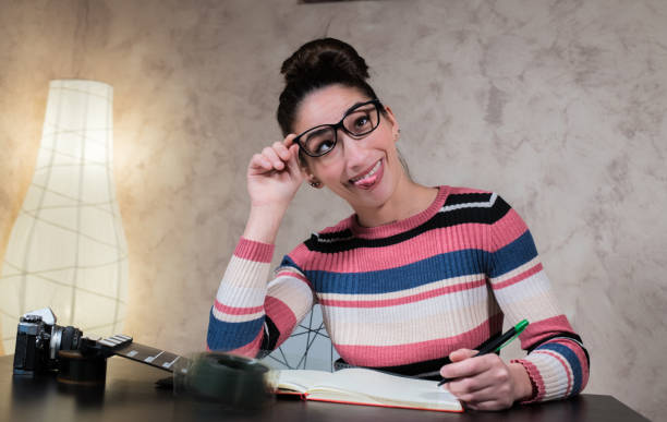 istock Grimace funny comedy movie creative person while writing screenplay 1049408366
