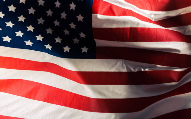 istock Closeup of ruffled American flag 1049415972