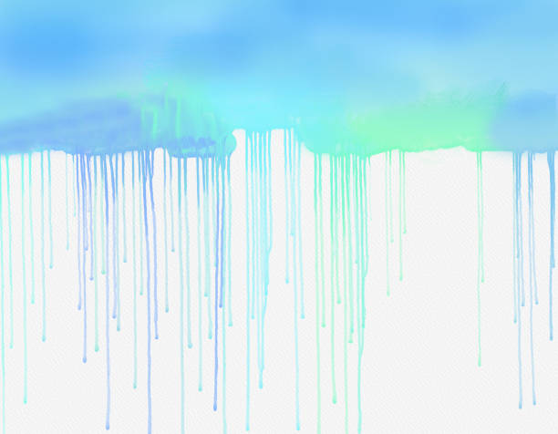 Wet Watercolor art with drips on textured paper