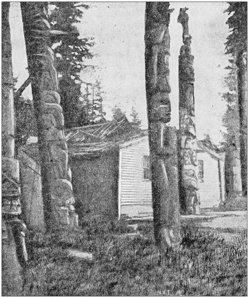istock Antique photograph: Totem poles of Alaska 1049419644