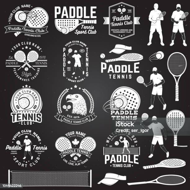 Set Of Paddle Tennis Badge Emblem Or Sign Vector Illustration Concept For Shirt Print Stamp Or Tee Stock Illustration - Download Image Now