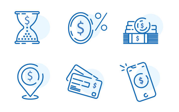 metody płatności, zestaw pozycji finansowych, zerowa opłata prowizji, transakcja kartą kredytową, rata płatności - glade stock illustrations