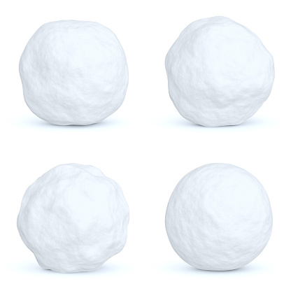 Set of snowballs with shadows isolated on white background, 3D illustration